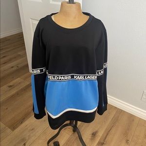 karl lagerfeld Paris crewneck sweatshirt color-block striped